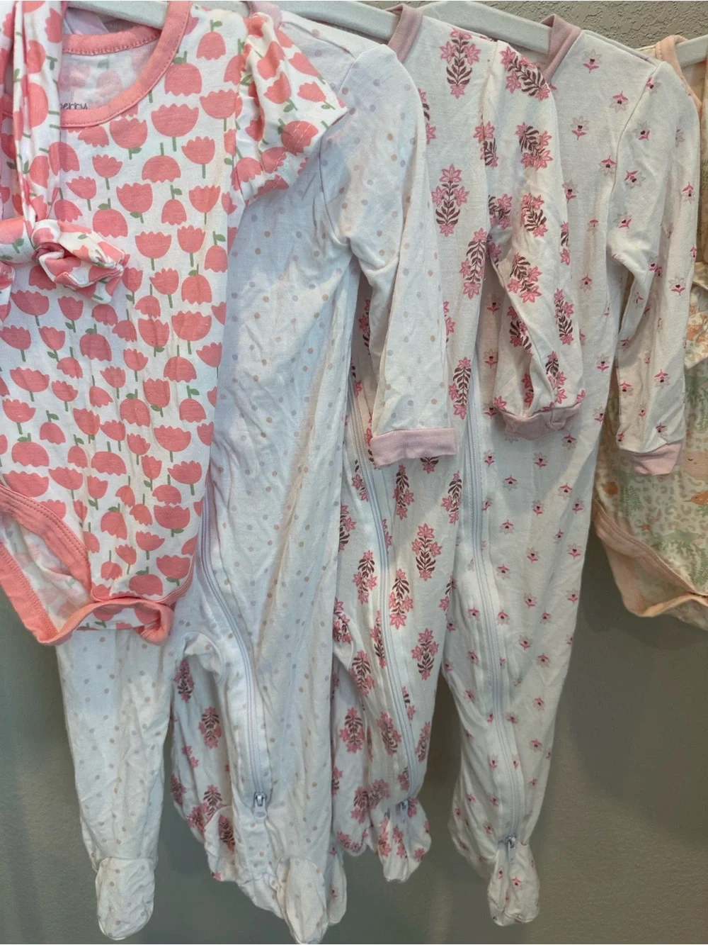 Milk Berry Pink Floral & Printed Baby One-Piece Bodysuit Set 5 pieces!